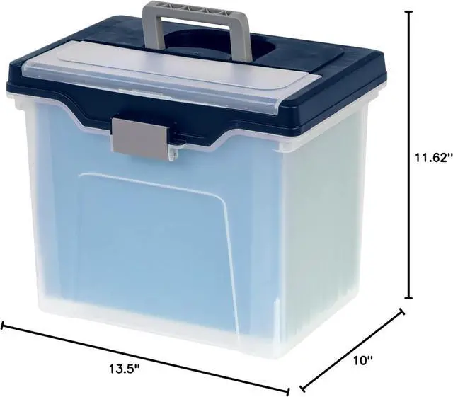 Alt view image 5 of 5 - Office Depot Large Mobile File Box, Letter Size, 11 5/8in.H x 13 3/6in.W x 10in.D, Clear/Blue, 110988