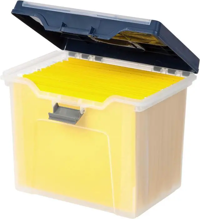 Alt view image 3 of 5 - Office Depot Large Mobile File Box, Letter Size, 11 5/8in.H x 13 3/6in.W x 10in.D, Clear/Blue, 110988