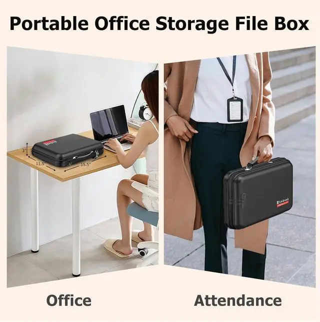 Alt view image 7 of 7 - Fireproof Document Box with Lock & Shoulder Strap - Waterproof Hard-Shell File Organizer with Pocket Accordion File Folder, Portable Fireproof Box Safe Storage for Important Documents, Laptop