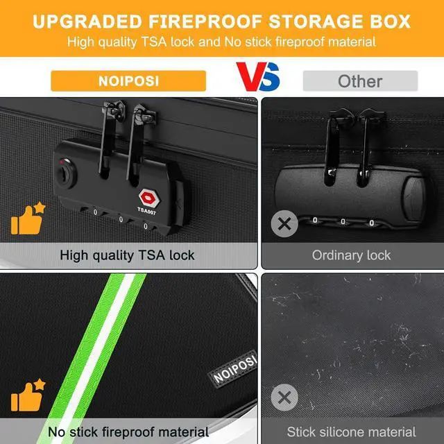 Alt view image 6 of 7 - Noiposi Document Organizer with 5200 Heat Insulated,15.0"x11.0"x4.3" Water Resistant and Fireproof Document Box,Portable Home Travel Safe Storage Box for Important Documents,File