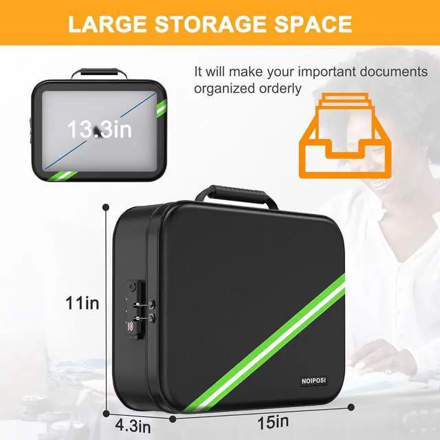 Alt view image 7 of 7 - Noiposi Document Organizer with 5200 Heat Insulated,15.0"x11.0"x4.3" Water Resistant and Fireproof Document Box,Portable Home Travel Safe Storage Box for Important Documents,File
