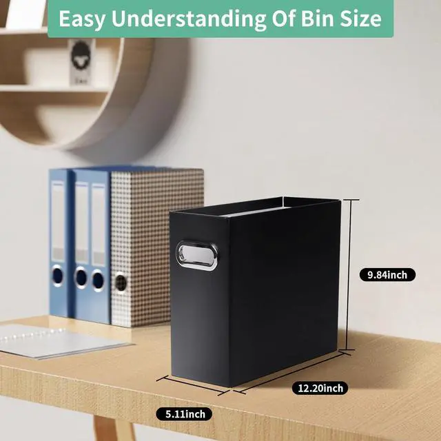 Alt view image 2 of 6 - Collapsible File Organizer Box with Handle, Filing Organizer for Home or Office, Small Portable File Box(2 Packs, Black)