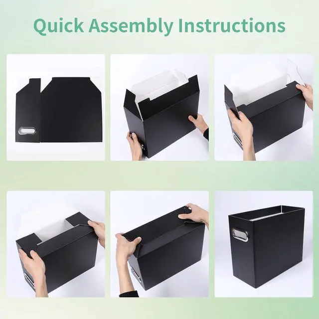 Alt view image 5 of 6 - Collapsible File Organizer Box with Handle, Filing Organizer for Home or Office, Small Portable File Box(2 Packs, Black)