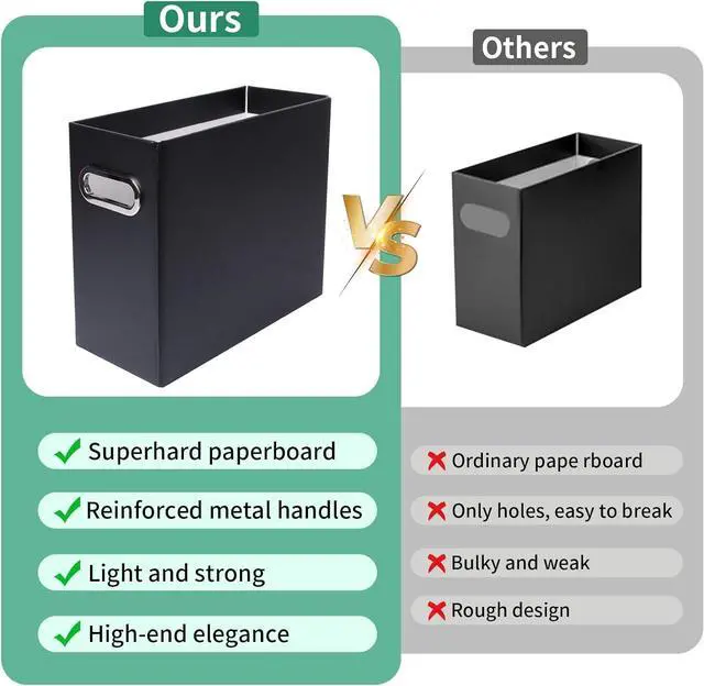 Alt view image 6 of 6 - Collapsible File Organizer Box with Handle, Filing Organizer for Home or Office, Small Portable File Box(2 Packs, Black)