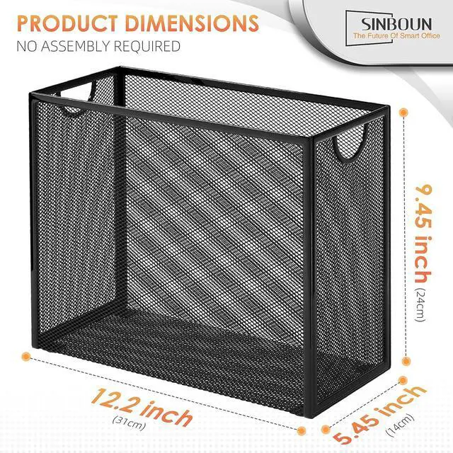 Alt view image 2 of 7 - Sinboun Hanging File Organizer Letter-Size File Holder Filing Box Includes 5 Hanging Folders - Metal Mesh Magazine Letter Storage Cabinets File Cart for Office Home School, No Assembly Required