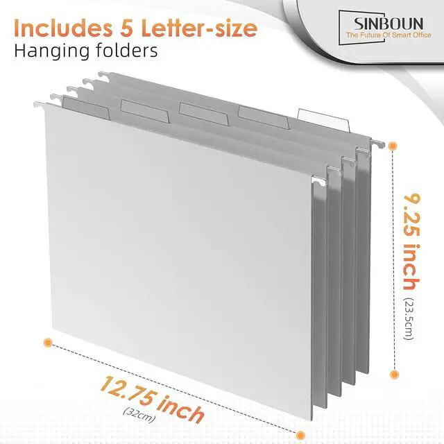 Alt view image 3 of 7 - Sinboun Hanging File Organizer Letter-Size File Holder Filing Box Includes 5 Hanging Folders - Metal Mesh Magazine Letter Storage Cabinets File Cart for Office Home School, No Assembly Required