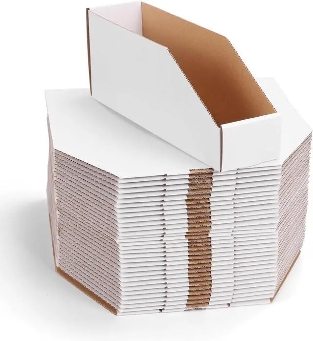 Main image of ZBEIVAN Cardboard Storage Bins Boxes 35 Packs 12x3x4.5 Inches, Easy Assembly Pantry Organizer Bins for Shelf, White