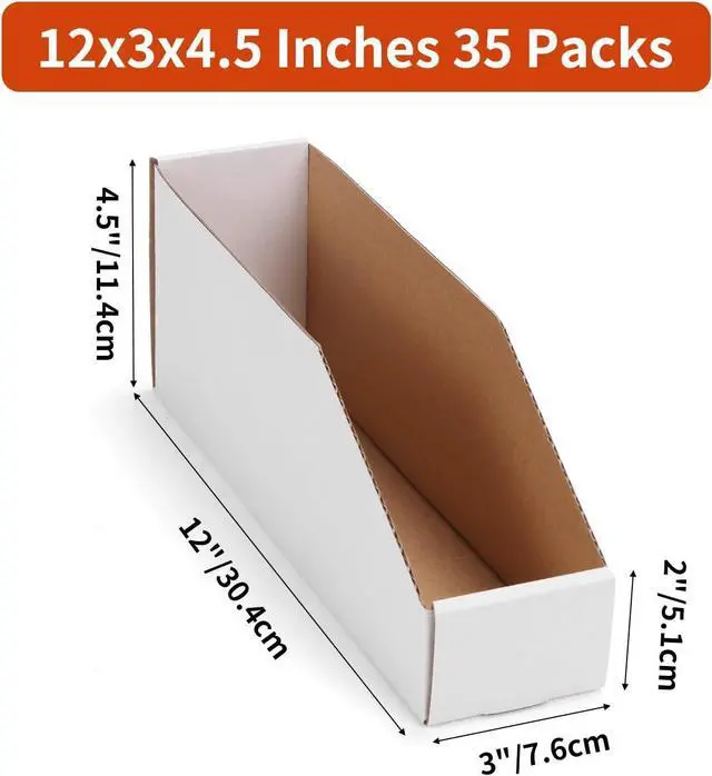 Alt view image 2 of 7 - ZBEIVAN Cardboard Storage Bins Boxes 35 Packs 12x3x4.5 Inches, Easy Assembly Pantry Organizer Bins for Shelf, White