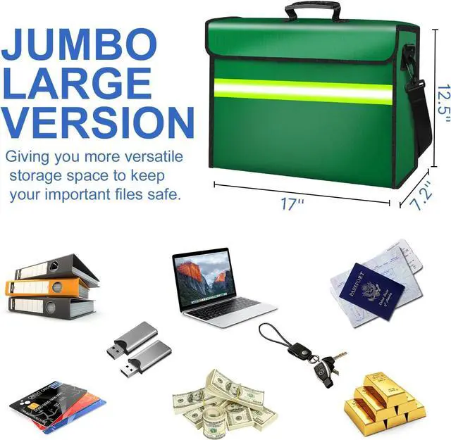 Alt view image 6 of 7 - File Organizer Bag with Removable Folder Layers/Wallet,6500°F Fireproof Document Organizer with Lock&Reflective Strip,Portable Home Travel Safe Storage Box for Important Documents(14.1x9.5x4.2 inches)