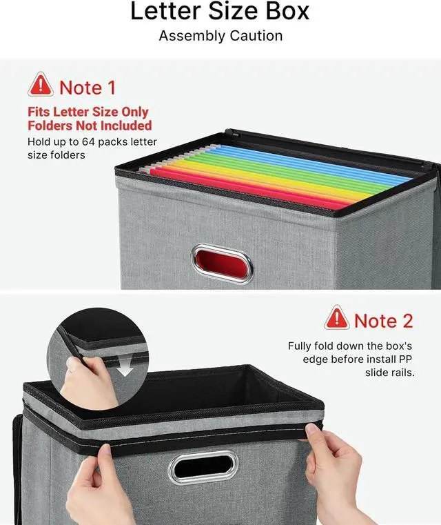 Alt view image 5 of 7 - Oterri 1 Pack File Organizer Boxes with Lids, File Box with Mesh Pockets, Document Organizer Box for File Folders Letter Size, Zippers Filing Box for Home, Office, School (Grey, Without Folders)