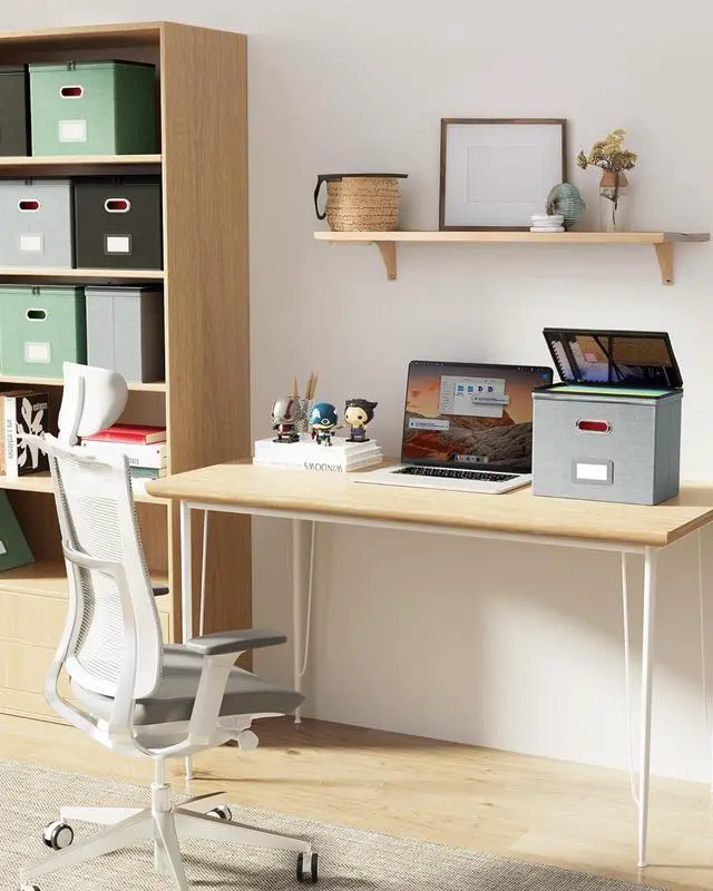 Alt view image 7 of 7 - Oterri 2 Pack File Organizer Boxes with Lids, File Box with Mesh Pockets, Document Organizer Box for File Folders Letter Size, Zippers Filing Box for Home, Office, School (Grey, Without Folders)