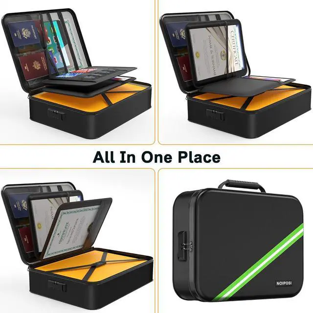 Alt view image 3 of 7 - Noiposi Document Organizer with 5200 Heat Insulated,Waterproof and Fireproof Document Box with Lock, Home Travel Strong Fireproof Safe Storage Box for Letter Size Important Documents and File