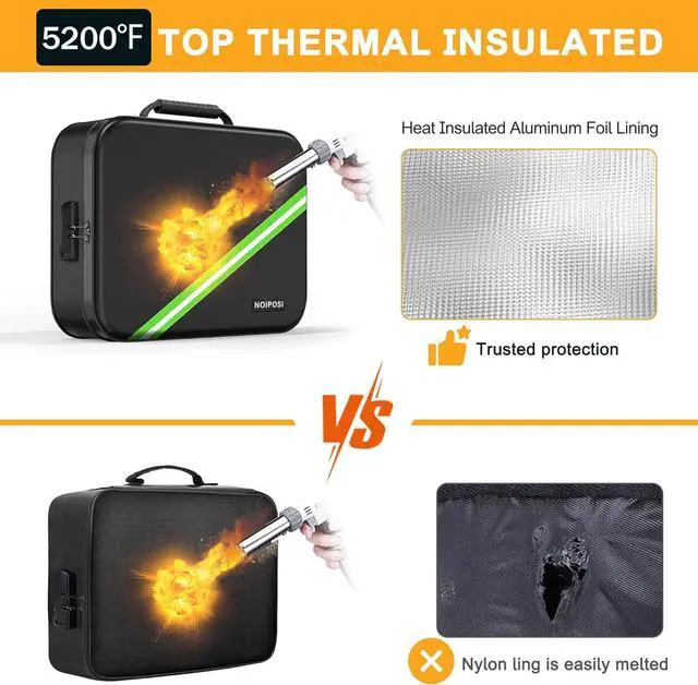 Alt view image 4 of 7 - Noiposi Document Organizer with 5200 Heat Insulated,Waterproof and Fireproof Document Box with Lock, Home Travel Strong Fireproof Safe Storage Box for Letter Size Important Documents and File