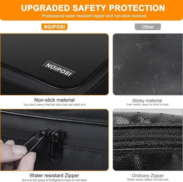 Alt view image 5 of 7 - Noiposi Document Organizer with 5200 Heat Insulated,Waterproof and Fireproof Document Box with Lock, Home Travel Strong Fireproof Safe Storage Box for Letter Size Important Documents and File