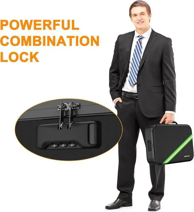 Alt view image 7 of 7 - Noiposi Document Organizer with 5200 Heat Insulated,Waterproof and Fireproof Document Box with Lock, Home Travel Strong Fireproof Safe Storage Box for Letter Size Important Documents and File