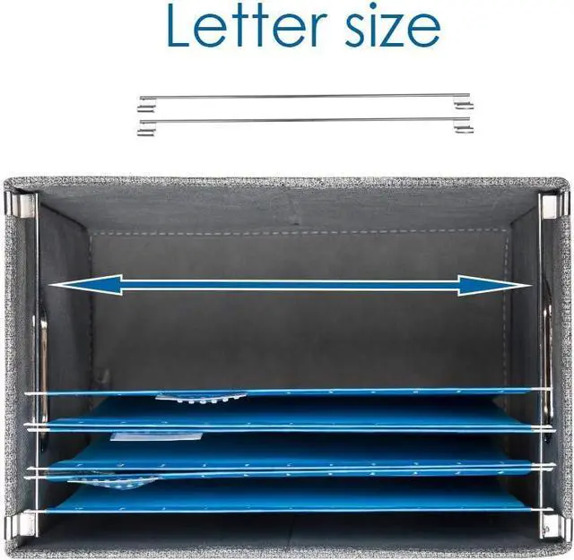 Alt view image 6 of 7 - PRANDOM File Organizer Box - Set of 2 Collapsible Decorative Linen Filing Storage Hanging File Folders with Lids Office Cabinet Letter Size Grey (14x9.3x10.8 inch)