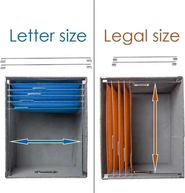 Alt view image 6 of 7 - PRANDOM File Organizer Box - Set of 1 Collapsible Decorative Linen Filing Storage Hanging File Folders with Lids Office Cabinet Letter/Legal Size Navy Blue (17x14x11.2 inch)