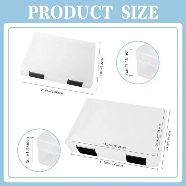 Alt view image 2 of 6 - 12 Pcs Clear A4 A5 File Box Document Plastic Storage Box with 48 Labels File Holder Organizer Box Paper Plastic Case Magazine Protector with Buckle Office School Supplies(Black)