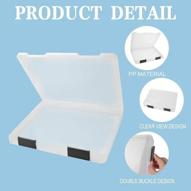 Alt view image 3 of 6 - 12 Pcs Clear A4 A5 File Box Document Plastic Storage Box with 48 Labels File Holder Organizer Box Paper Plastic Case Magazine Protector with Buckle Office School Supplies(Black)