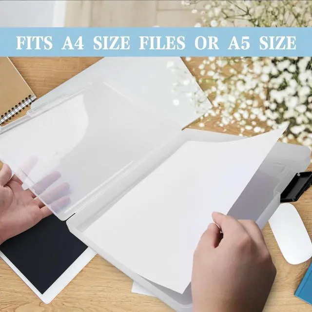Alt view image 4 of 6 - 12 Pcs Clear A4 A5 File Box Document Plastic Storage Box with 48 Labels File Holder Organizer Box Paper Plastic Case Magazine Protector with Buckle Office School Supplies(Black)