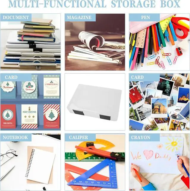 Alt view image 5 of 6 - 12 Pcs Clear A4 A5 File Box Document Plastic Storage Box with 48 Labels File Holder Organizer Box Paper Plastic Case Magazine Protector with Buckle Office School Supplies(Black)