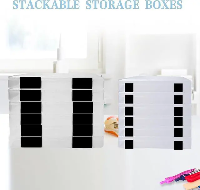 Alt view image 6 of 6 - 12 Pcs Clear A4 A5 File Box Document Plastic Storage Box with 48 Labels File Holder Organizer Box Paper Plastic Case Magazine Protector with Buckle Office School Supplies(Black)