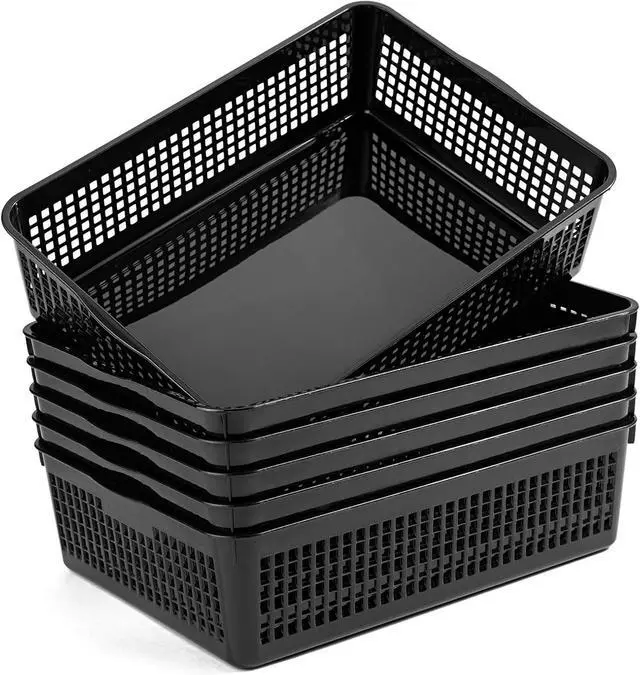 Main image of A4 Size Plastic Paper Storage Trays,Desktop File Organizer Baskets,6-Packs (Black)