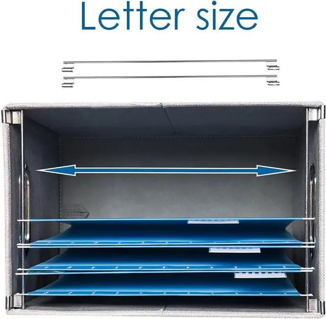 Alt view image 5 of 7 - PRANDOM File Organizer Box - Set of 2 Collapsible Decorative Linen Filing Storage Hanging File Folders with Lids Office Cabinet Letter Size Light Grey (14x9.3x10.8 inch)