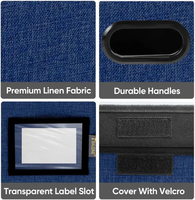 Alt view image 7 of 7 - BALEINE File Organizer Box with Lid, Collapsible File Folder Organizer with Plastic Slide, Hanging File Folder Box for Office Document Storage (1 Pack, Blue)
