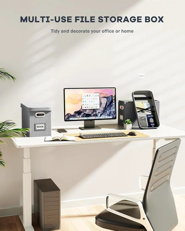 Alt view image 6 of 7 - Oterri File Organizer Box with Lid, Hanging Filing File Box with Mesh Pocket, Document Organizer Box for Letter Files, Portable Storage Box with Smooth Sliding Rail for Office&Home(1 PCS, Grey)