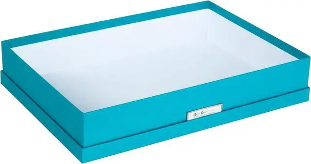 Alt view image 3 of 6 - Bigso Box of Sweden Sverker Fiberboard Legal and Art Storage Box | Scrapbook Storage Box for Loose Paper | Durable Document Boxes with Lid and Metal Label Holder | 17.1 x 12.2 x 3.3 | Turquoise