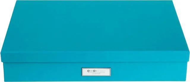 Alt view image 5 of 6 - Bigso Box of Sweden Sverker Fiberboard Legal and Art Storage Box | Scrapbook Storage Box for Loose Paper | Durable Document Boxes with Lid and Metal Label Holder | 17.1 x 12.2 x 3.3 | Turquoise