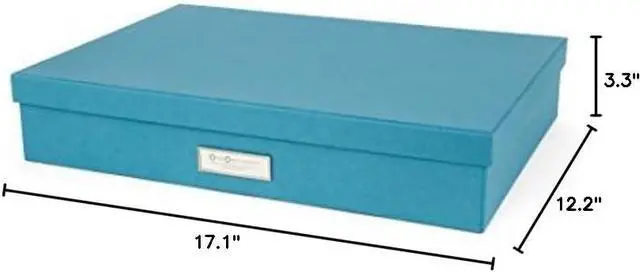 Alt view image 6 of 6 - Bigso Box of Sweden Sverker Fiberboard Legal and Art Storage Box | Scrapbook Storage Box for Loose Paper | Durable Document Boxes with Lid and Metal Label Holder | 17.1 x 12.2 x 3.3 | Turquoise