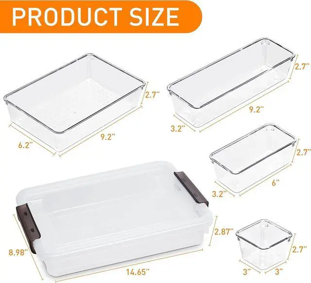 Alt view image 3 of 7 - Citylife 2PCS Plastic Storage Bins, Stackable Portable Project Case Clear File Box, Versatile Craft Storage for Office, Kitchen, Bathroom and School Supplies, A4 Paper