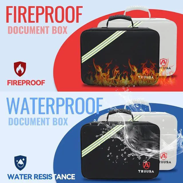 Alt view image 2 of 7 - Fireproof Document Box w/Lock & Reflective Strip, Fireproof Waterproof Document Organizer, Safe Bag for Important File Storage, Portable for Travel, for Tax Files, Paper, Certificates(Silver)