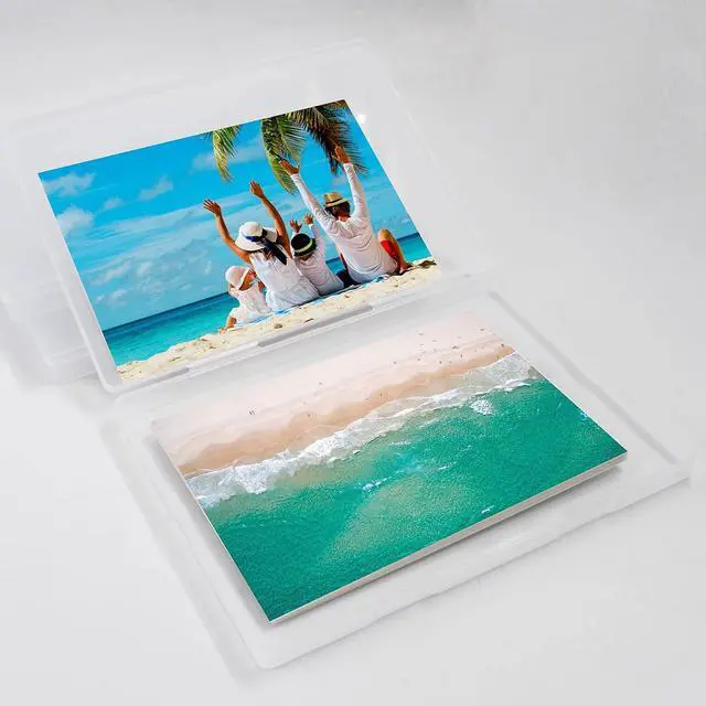 Alt view image 3 of 5 - Cuyacili 4 Pack Scrapbooking Paper Storage File Boxes B6 Plastic Box for Documents Magazines Paper Photos Stamps Cards Envelope Protector Office Supplies File Storage Case (7 * 5 inch)