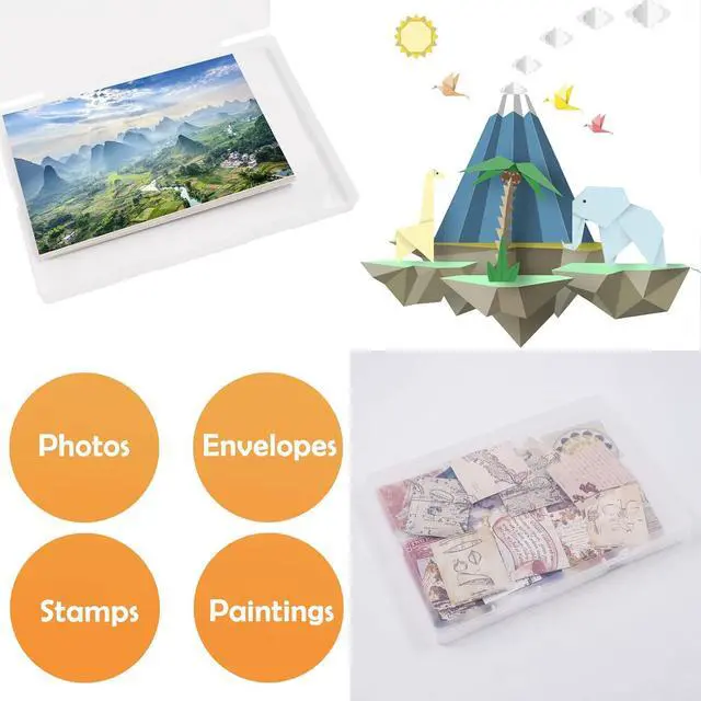 Alt view image 4 of 5 - Cuyacili 4 Pack Scrapbooking Paper Storage File Boxes B6 Plastic Box for Documents Magazines Paper Photos Stamps Cards Envelope Protector Office Supplies File Storage Case (7 * 5 inch)