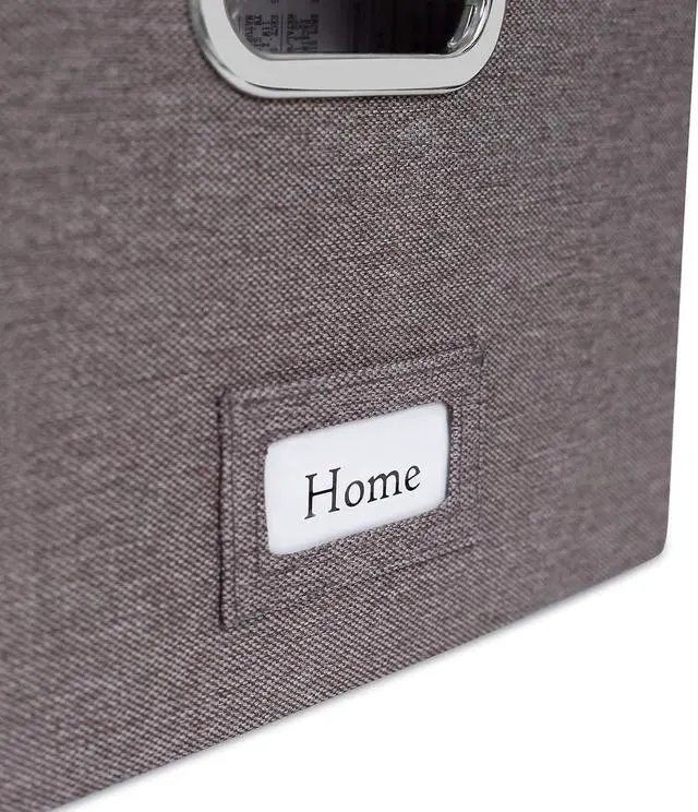Alt view image 7 of 7 - Internet's Best Collapsible File Storage Organizer with Lid - Decorative Linen Filing & Storage Office Box  Hanging Letter/Legal Folder  Home Office Bins Cabinet  Grey Container - 2 Pack