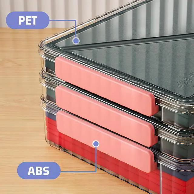 Alt view image 3 of 7 - SAYEEC Clear File Storage Box Portable Project Case with Handle Plastic Storage Container with Lid Stackable Flat Storage Bin Document Magazine Protector Organizer for A4 Paper Photo Craft Scrapbook