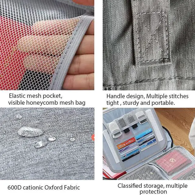 Alt view image 3 of 6 - Oxford Document Organizer with Code Lock, Multi-Layer Storage Pouch Credential Bag, Portable Bag Without Vibration for MacBook,Passport,Package File Pocket with 2 Separators (Grey)