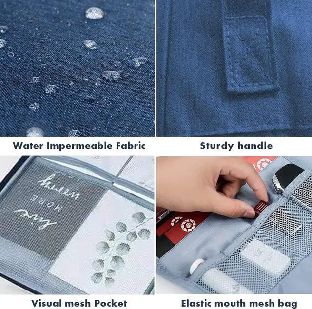 Alt view image 4 of 6 - A4 Letter Size Document Organizer with Password Lock, Portable File Holder with 2 Separators Multi-Function Document Storage Bag for Laptop, Contracts, passports, certificates(Navy Blue)