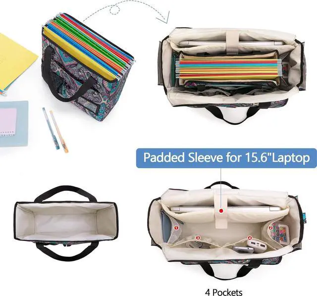 Alt view image 4 of 7 - LoDrid File Bag with Extra Document Organizer Case for Letter Size File Folder, Large Utility Bag with 15.6 Laptop Padded Sleeve for Work, Business, Totem