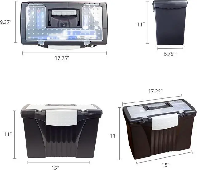 Alt view image 3 of 7 - Storex Legal File Box with Organizer Lid  Plastic Office File Storage Box for Letter and Legal Hanging Folders, 17.13 x 9.63 x 11 Inches, Black, 1-Count (61510C01C)