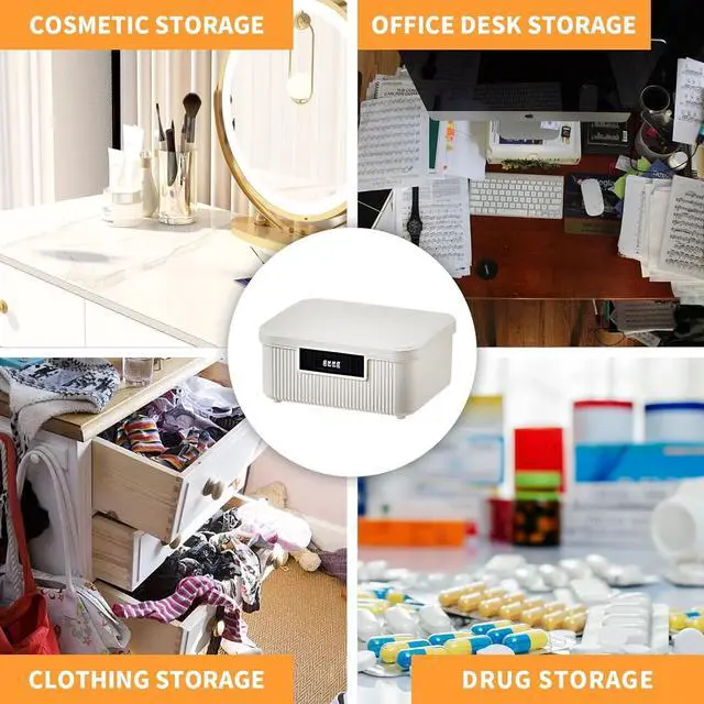 Alt view image 6 of 6 - Lockable Storage Container Bin, 2.3 Gallon Capacity Organizer Box with Combination Lock, Heavy Duty Plastic Trunk, Usable As Item Organizer Or Office File Storage(White)