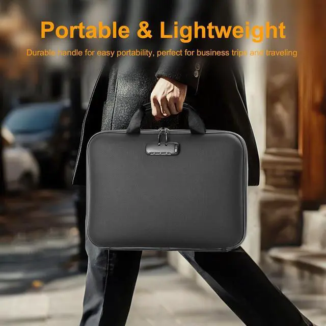 Alt view image 6 of 7 - Fireproof Document Box with Lock, Portable Hard-Shell Case Fireproof File Box for Documents, Waterproof Document Box File Organizer for Important Documents/Certificates/Laptop/for Home or Travel