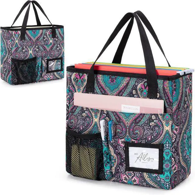 Main image of LoDrid Collapsible File Tote Bag with Handles, Portable File Organizer Box with 3 Built-in Boards for Letter Size Files, Document Storage Case for Office, Home, Travel, Totem, Bag Only, LD06002