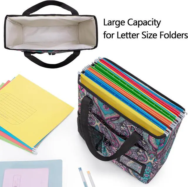Alt view image 2 of 7 - LoDrid Collapsible File Tote Bag with Handles, Portable File Organizer Box with 3 Built-in Boards for Letter Size Files, Document Storage Case for Office, Home, Travel, Totem, Bag Only, LD06002