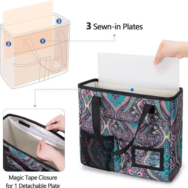 Alt view image 3 of 7 - LoDrid Collapsible File Tote Bag with Handles, Portable File Organizer Box with 3 Built-in Boards for Letter Size Files, Document Storage Case for Office, Home, Travel, Totem, Bag Only, LD06002