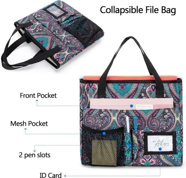 Alt view image 4 of 7 - LoDrid Collapsible File Tote Bag with Handles, Portable File Organizer Box with 3 Built-in Boards for Letter Size Files, Document Storage Case for Office, Home, Travel, Totem, Bag Only, LD06002