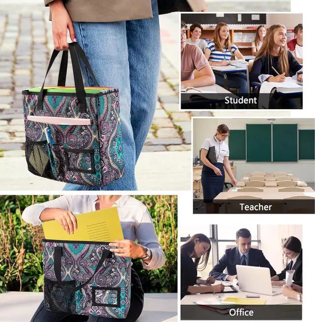 Alt view image 6 of 7 - LoDrid Collapsible File Tote Bag with Handles, Portable File Organizer Box with 3 Built-in Boards for Letter Size Files, Document Storage Case for Office, Home, Travel, Totem, Bag Only, LD06002